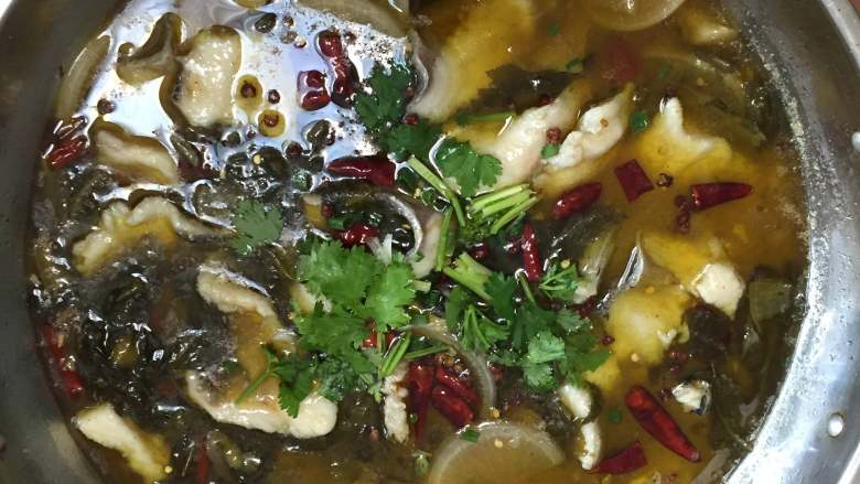 老坛酸菜鱼,起锅，放入适量干辣椒、干花椒炝香