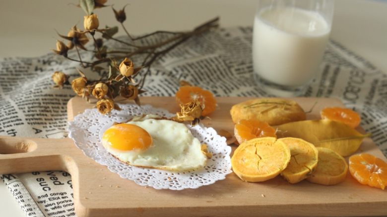 太阳式早安,牛奶➕红薯➕橘子➕鸡蛋