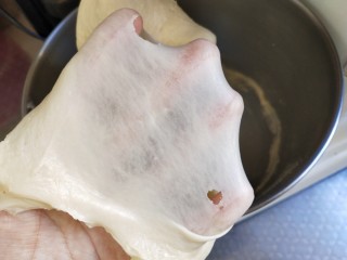 超软汉堡胚,揉至可以拉出薄薄的手套膜