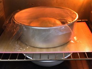 喜饼+蓝莓味,烤箱发酵档，底部放一碗热水，发酵60分钟，中间更换一次热水。