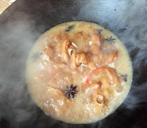 红烧猪蹄,烧开之后转小火，盖上锅盖焖煮30-40分钟让猪蹄煮透；