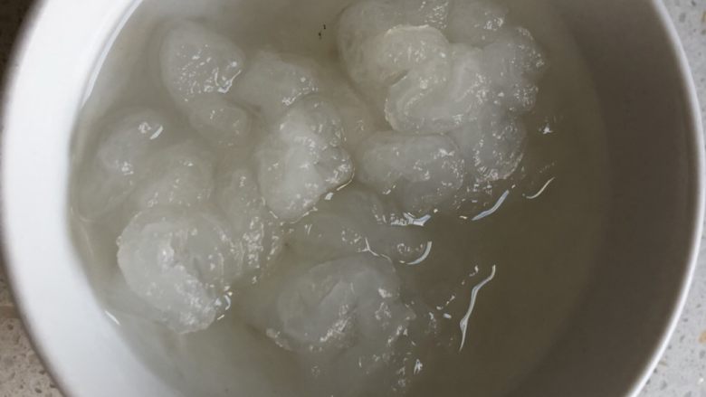 牛奶红枣炖雪蛤（林蛙油）,一夜之后小小的一颗，泡发出一碗