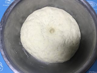黑芝麻核桃红糖饼,面团发酵好至两倍左右，按压不回缩即可发酵好。