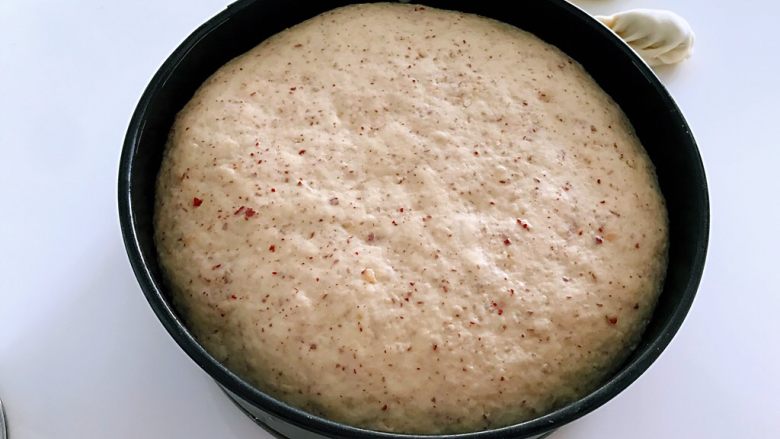 红枣发糕,40分钟后面团发酵成功，是原来的两倍大。