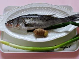 鲜美无比的粤式清蒸鲈鱼,首先备齐所有的清蒸鱼食材。