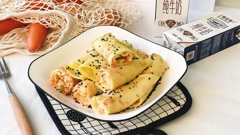 海陆双拼：虾皮胡萝卜鸡蛋饼,习惯性的产品图展示