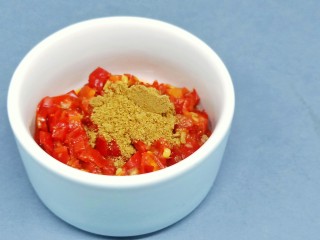 烤箱版【金针菇蒜香烤花蛤】,小辣椒与蒜剁碎、加十三香一勺。