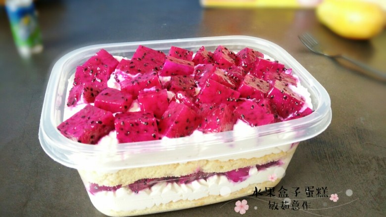 火龙果盒子蛋糕,敏茹意作品~火龙果盒子蛋糕