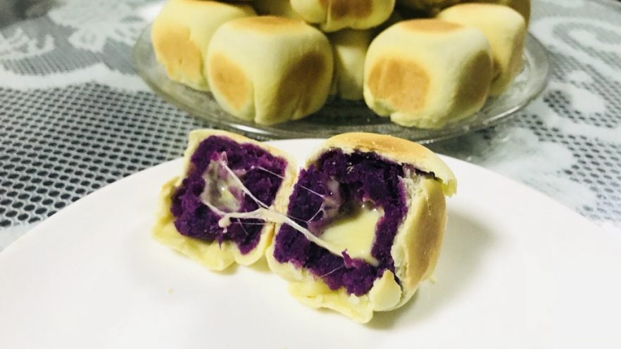 【爆浆芝士】紫薯仙豆糕