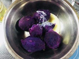 【爆浆芝士】紫薯仙豆糕,加入炼乳