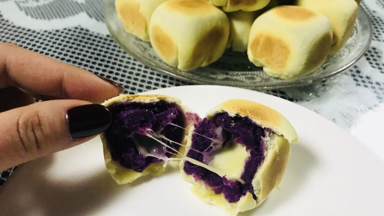 【爆浆芝士】紫薯仙豆糕,超多芝士的哦，满满的拉丝