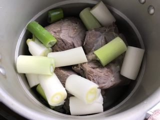 酱牛肉（高压锅版）,放入洗净切成段的京葱
