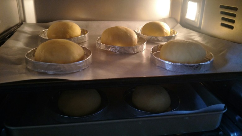 布里欧修汉堡面包🍔,发酵一小时，成原来体积的两倍大