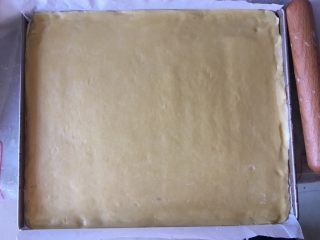 奶酪饼干,放入烤盘，底下铺油纸，轻轻擀平，刷一层蛋黄液