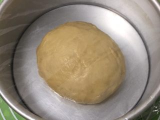 肉松奶酪面包卷-咸味,拿出整理，滚圆放入模具，盖上保鲜膜。