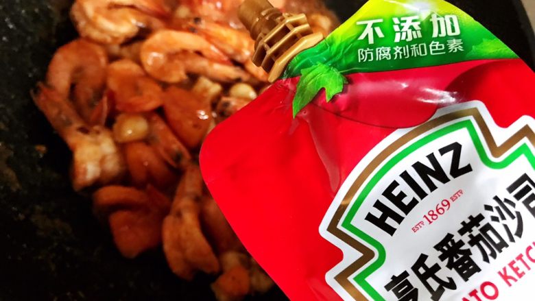 西红柿茄汁仙贝大海虾,加适量番茄酱