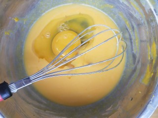 黄灿灿的奶香南瓜饼，你感受到春的气息了吗？,加入鸡蛋，糖和橄榄油搅拌均匀