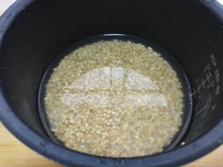一键式，糙米南瓜腊肉饭,将糙米洗一遍，放入锅中加入水