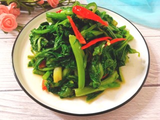 辣炒菜苔,脆绿辣爽的菜苔好吃