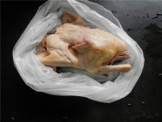 砂锅烤乳鸽,乳鸽放保鲜袋里。