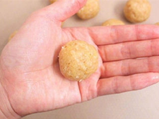 燕麦饼干,用手掌搓成若干个小丸子状；