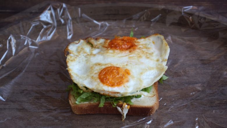 蒸烤鸡胸时蔬三明治（便携美食）,放上煎好的鸡蛋。