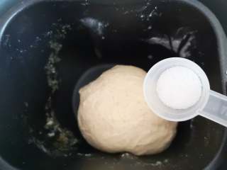 满满的回忆+老面包,当面粉成团时，加入盐，继续揉面。