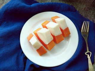 木瓜牛奶冻,装盘