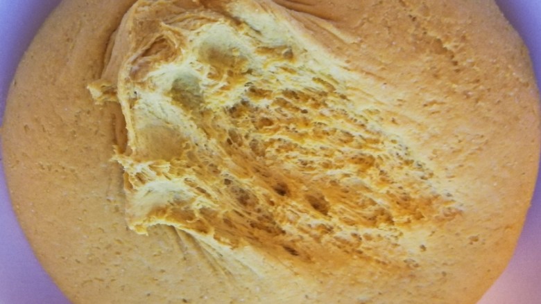 全麦椒盐玉米面卷,发酵好的面有许多蜂窝状小孔