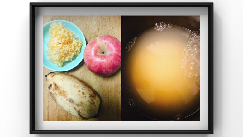 银耳苹果莲藕粥,1.所需食材：
苹果半个，，莲藕半个，银耳20g，小米适量！
小米提前泡30分钟！