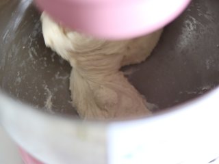 蔓越莓哈斯面包,用厨师机先1档低速混合后再3档位和面。
