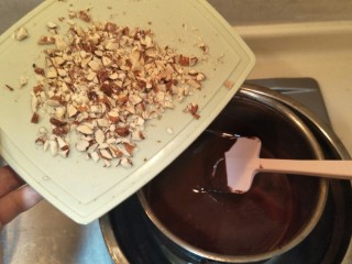 脆皮巧克力蛋糕卷,加上你任意喜欢的坚果碎，不放也行，我这里放的是杏仁。