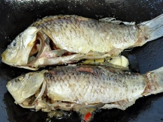 香辣鲫鱼,将鱼放入锅内，放入适量黄酒苏去腥。