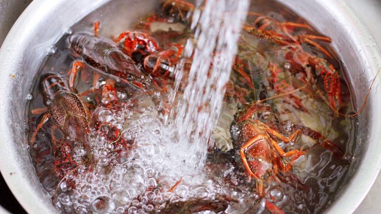 双椒麻辣小龙虾,处理好的小龙虾用淡盐水浸泡半个小时后，再用清水反复冲洗干净。
