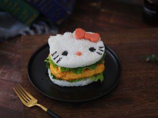 K丅猫米饭鸡排汉堡,成品图