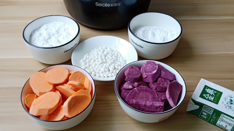 自制手工芋圆,准备紫薯、红薯来做芋圆【当然也可以换成各式各样的水果来做芋圆】
