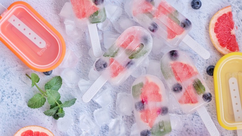 解暑降温新技能，西柚蓝莓薄荷冰棒,成品图