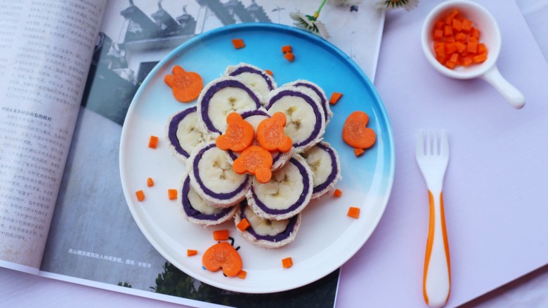 简单又快手的紫薯香蕉土司卷