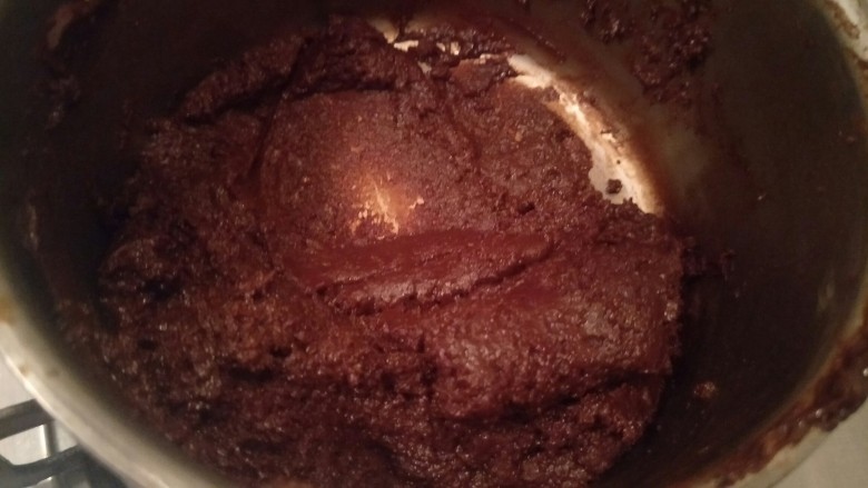 可可千层吐司🍞（牛奶巧克力夹心）,变成巧克力面糊冷却到室温后。