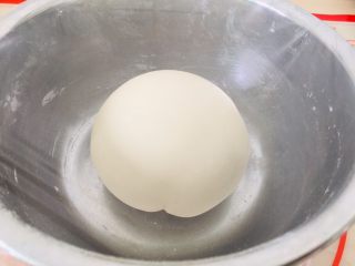奶香豆沙小馒头,揉成光滑面团密封发酵。
