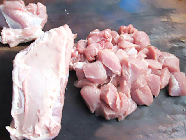 孜然羊肉串,羊肉去掉筋膜，切成小块。配方中肉的量是切好的肉丁的量



