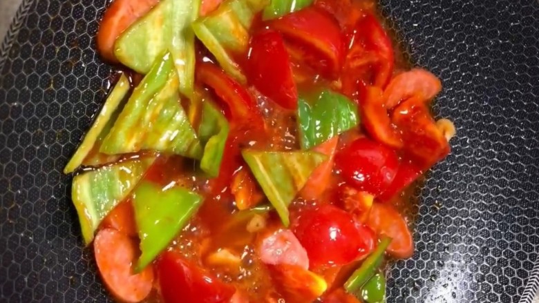 西红柿🍅炒花菜,炒出多余的汤汁