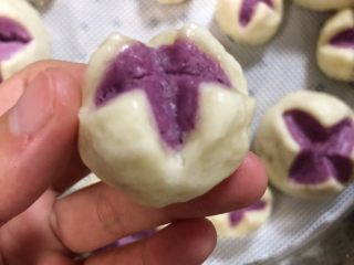 营养早餐-双色紫薯馒头,开口馒头