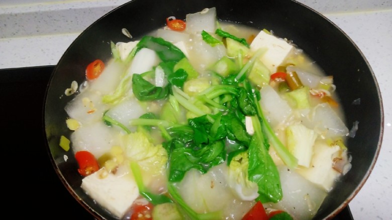 冬瓜虾米汤,煮30秒