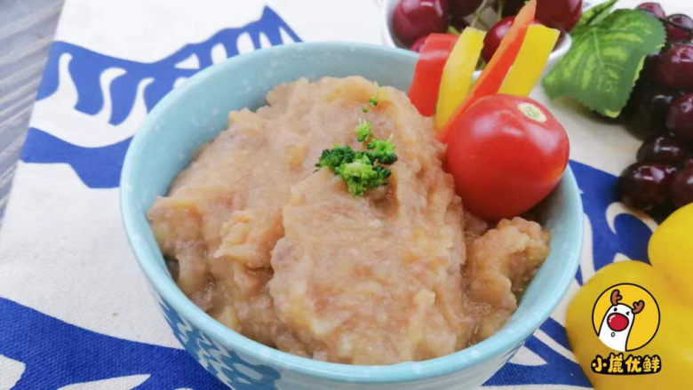 8个月宝贝生鲜番茄土豆牛肉泥，酸甜美味有营养「小鹿优鲜」,成品图。