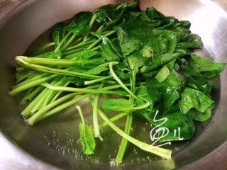 冬至美食 果仁菠菜,菠菜放开水锅中20-30秒，焯熟捞出