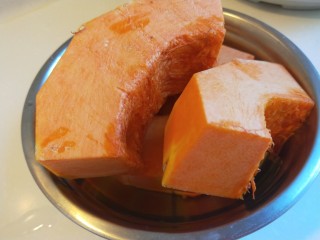 脆皮南瓜饼,切成小块在蒸熟。