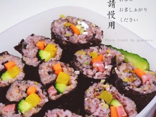 紫米寿司,切