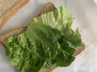 不一样的三明治,一片面包上先放生菜