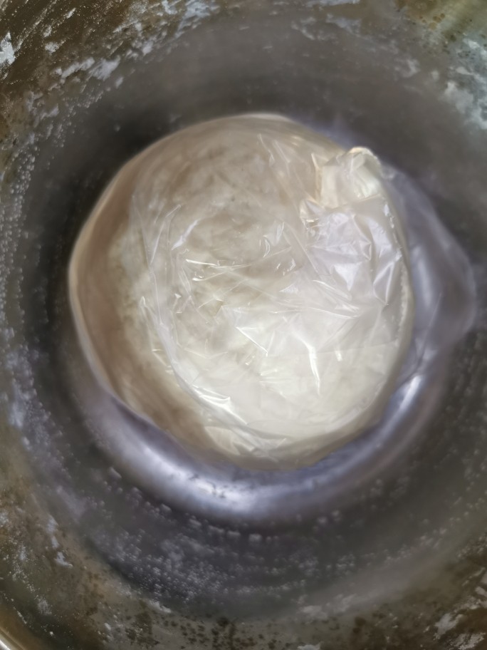 猪肉白菜包子,套一层塑料布，厚一点的，里面撒一点面粉，再把面团放进去，放在温暖的地方，比如暖气上，发酵两个小时以上。